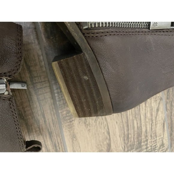 Lucky Brand‎ Basel Bootie Size 8M Dark Brown Double Zippers Chunky Heal Leather - Picture 15 of 16